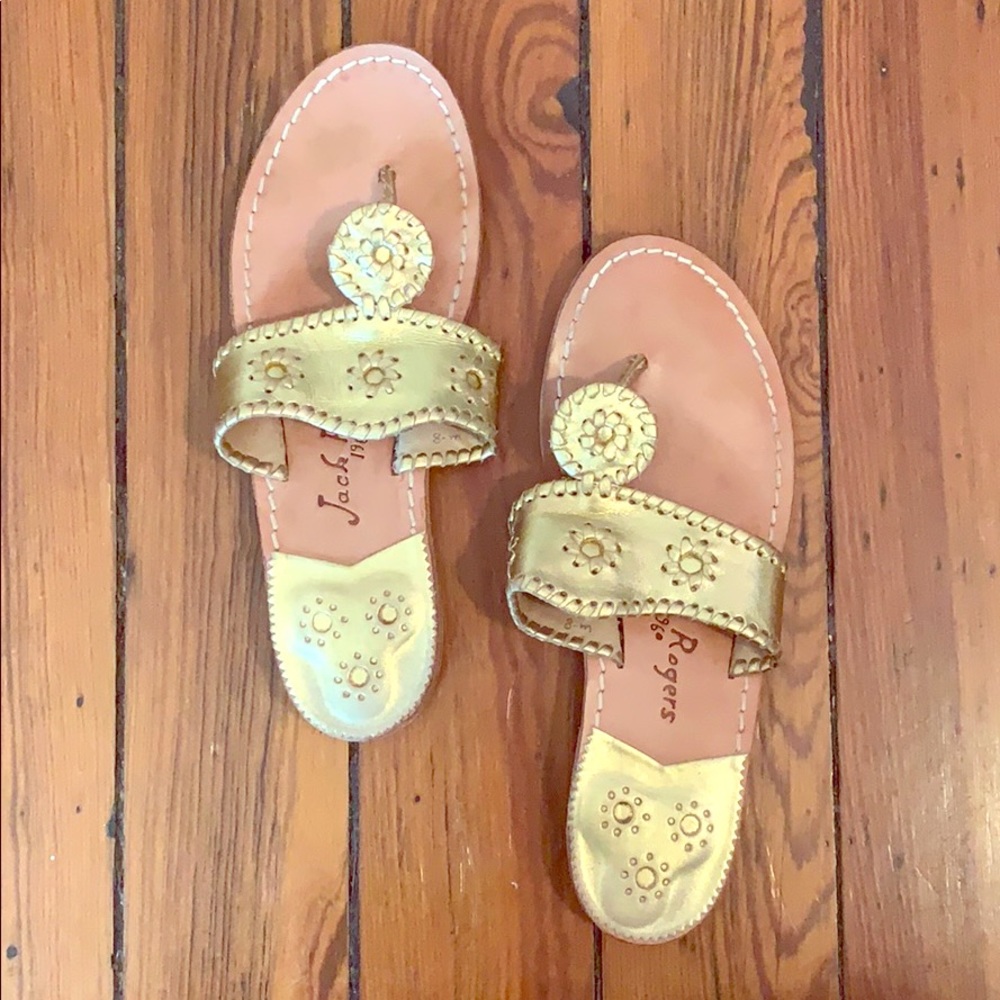 Jack Rogers Flat Gold Sandals